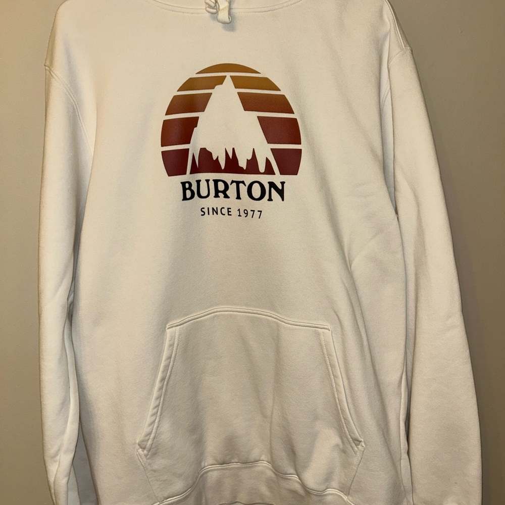 Burton Men's White Hoodie with Mountain Graphic
